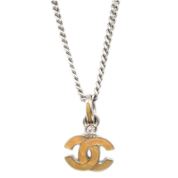 Chanel CC Chain Necklace Pendant Rhinestone Silver 04P 143652 - Picture 3 of 4
